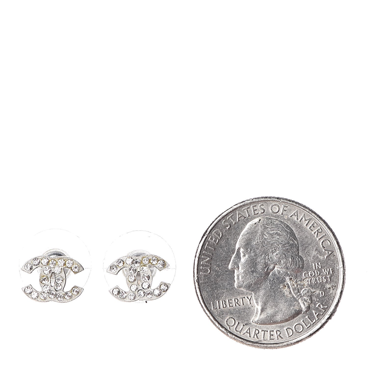 Chanel Crystal Mini Timeless CC Earrings Silver 2 of 4