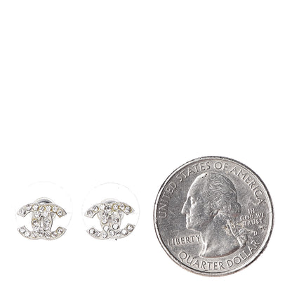 Chanel Crystal Mini Timeless CC Earrings Silver 2 of 4