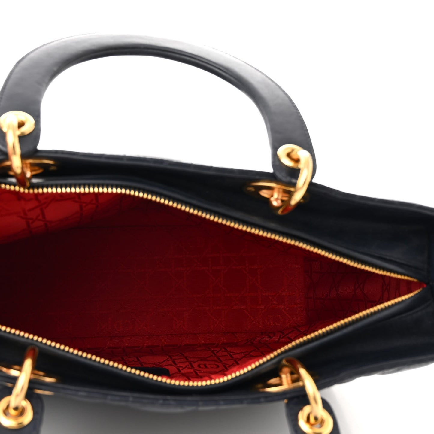 Lambskin Cannage Large Lady Dior Navy Blue