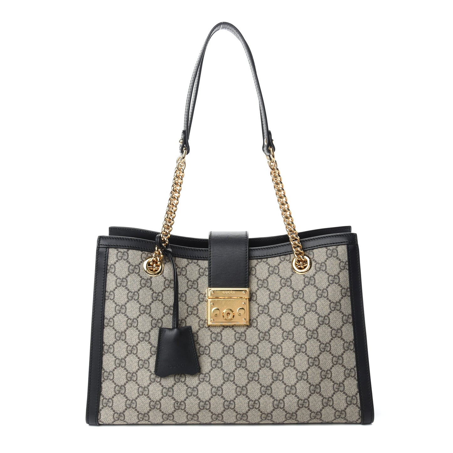GG Supreme Monogram Medium Padlock Tote Black