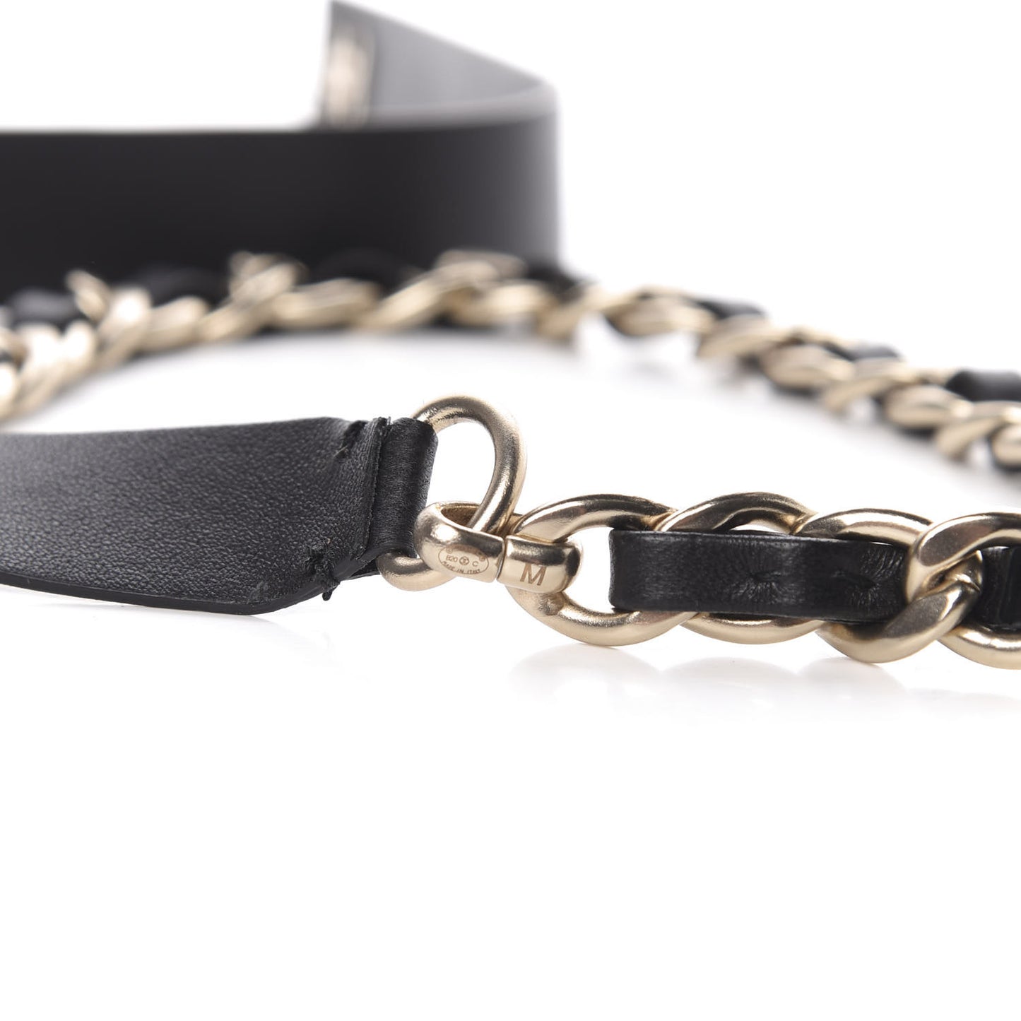 Lambskin Chain CC Bow Belt M Black Gold