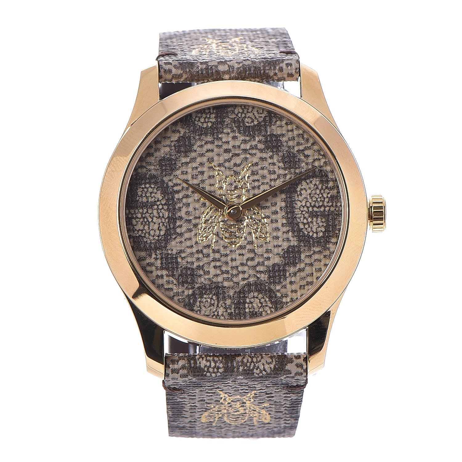 Gucci Stainless Steel Canvas 38mm G-Timeless GG Supreme Bee Quartz Watch Brown 1 of 7