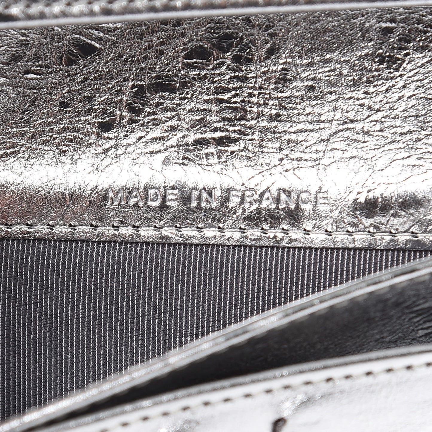 Metallic Aged Calfskin Quilted Reissue Long Flap Wallet Light Silver