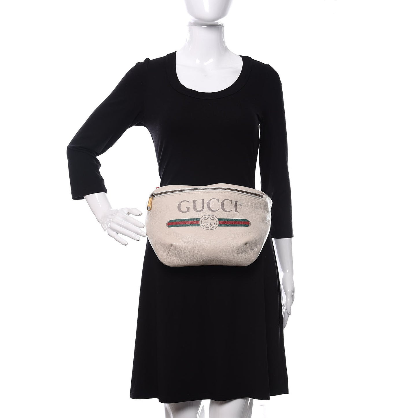 Grained Calfskin Logo Belt Bag White