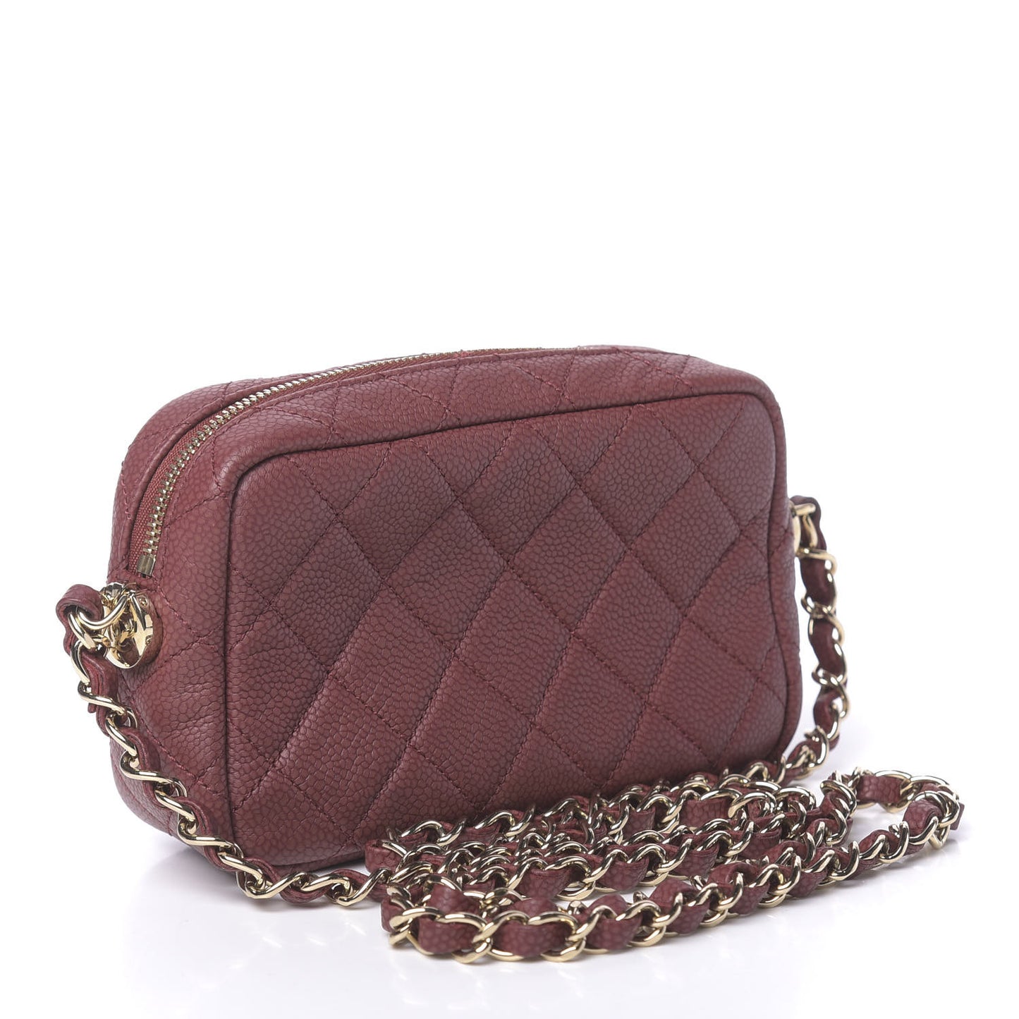 Caviar Quilted Mini Coco Tassel Camera Case Burgundy
