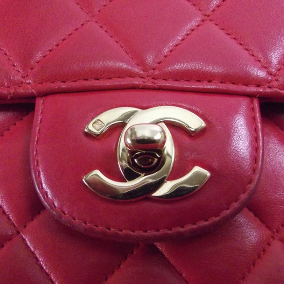 Lambskin Double Sided Small Flap Red