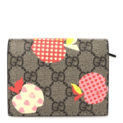 Gucci GG Supreme Monogram Les Pommes Card Case Wallet Beige Multicolor Mystic White 1 of 8