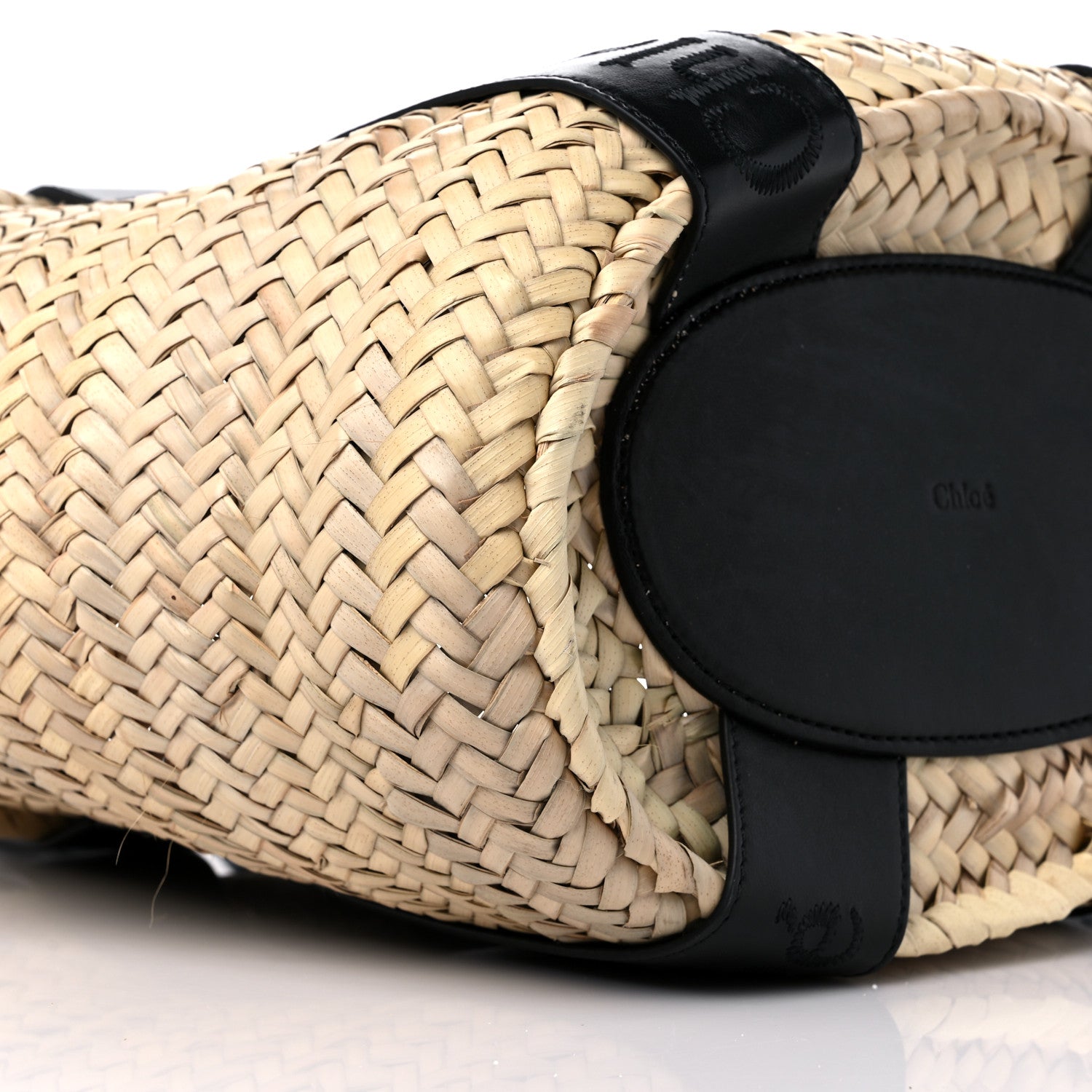 Chloe Raffia Smooth Calfskin Medium Sense Basket Black 7 of 10