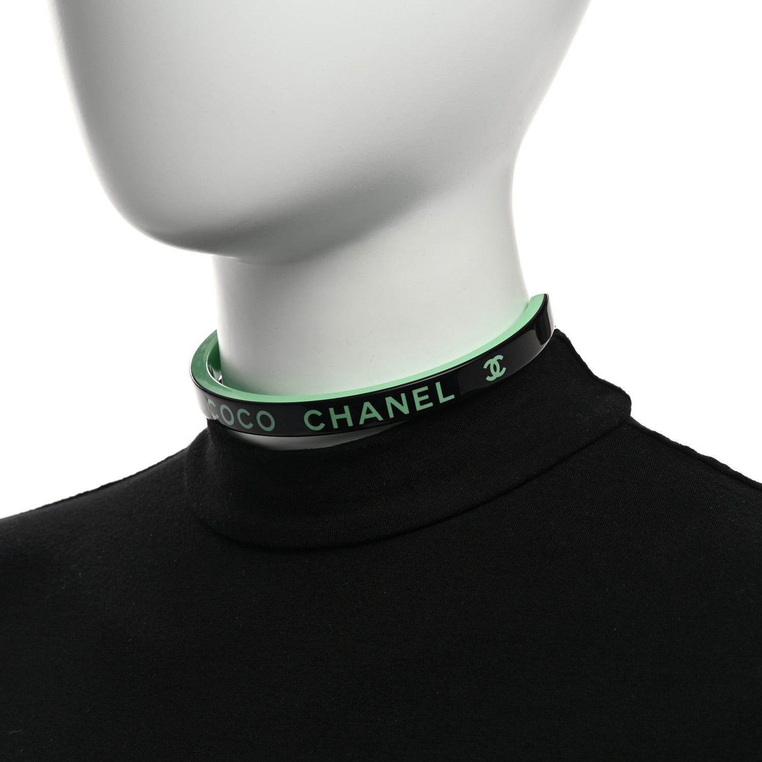 Chanel Resin Logo Choker Green Black 2 of 6