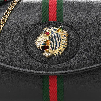 Gucci Textured Calfskin Web Small Rajah Slim Flap Shoulder Bag Black 8 of 10
