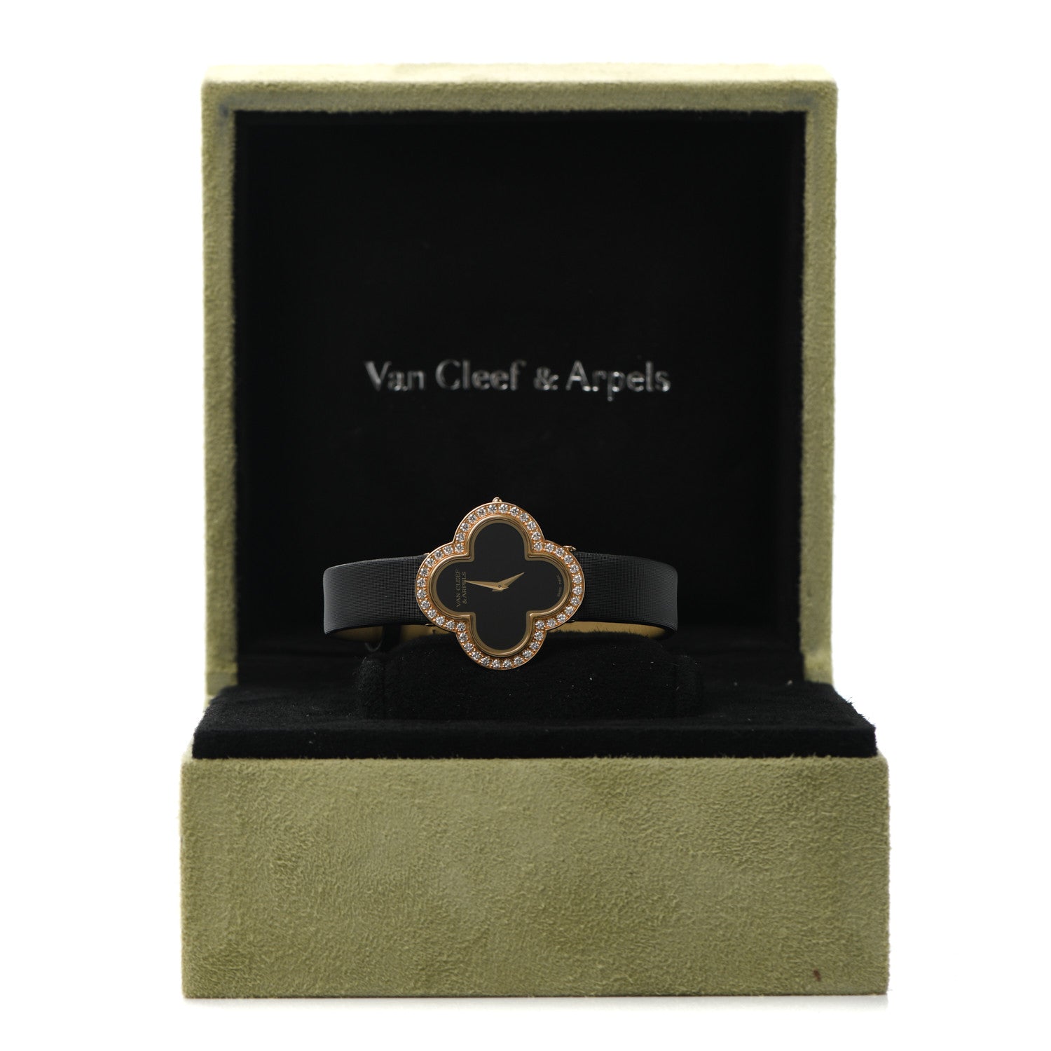 Van Cleef & Arpels 18K Rose Gold Diamond Bezel Onyx 30mm Alhambra Talisman Quartz Watch 5 of 5