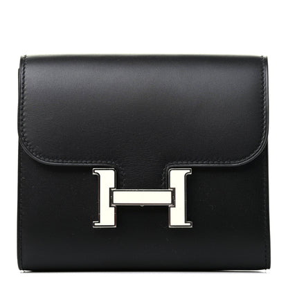 Hermes Allegro Constance Compact Passant Glow Wallet Black White 1 of 8