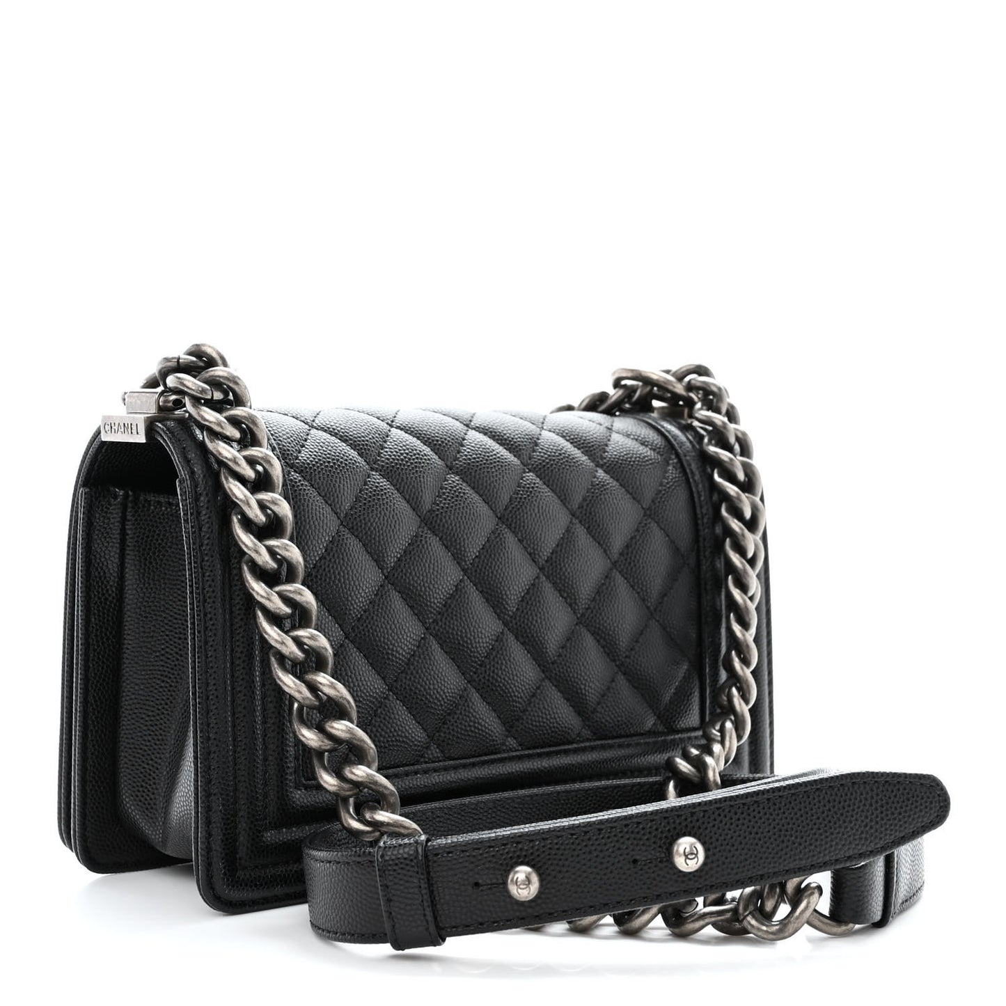 Caviar Quilted Small Boy Flap Black