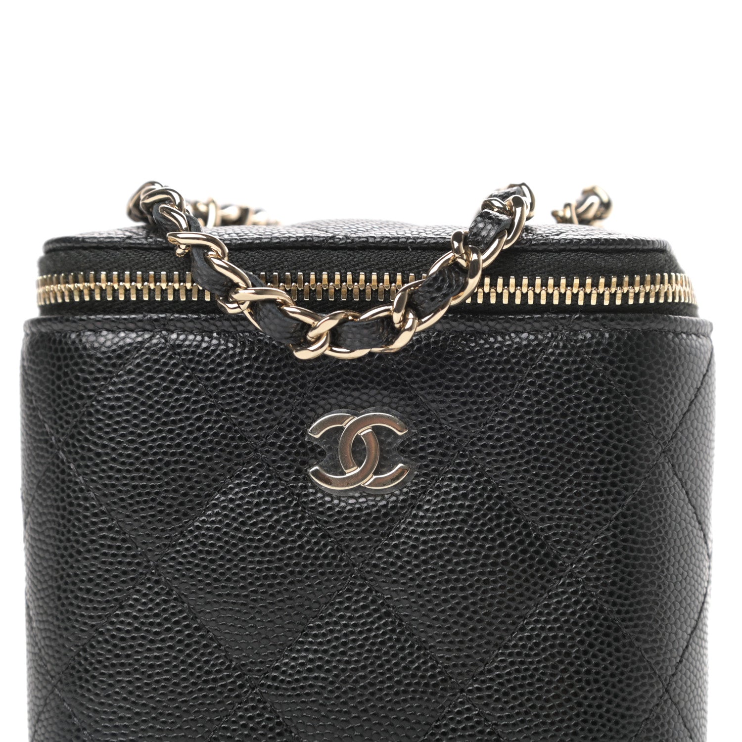 Chanel Caviar Quilted Mini Vanity Case With Chain Black 10 of 11