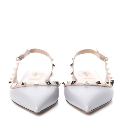 Valentino Garavani Nappa Rockstud Slingback Flats 36.5 Pastel Grey Poudre 2 of 9