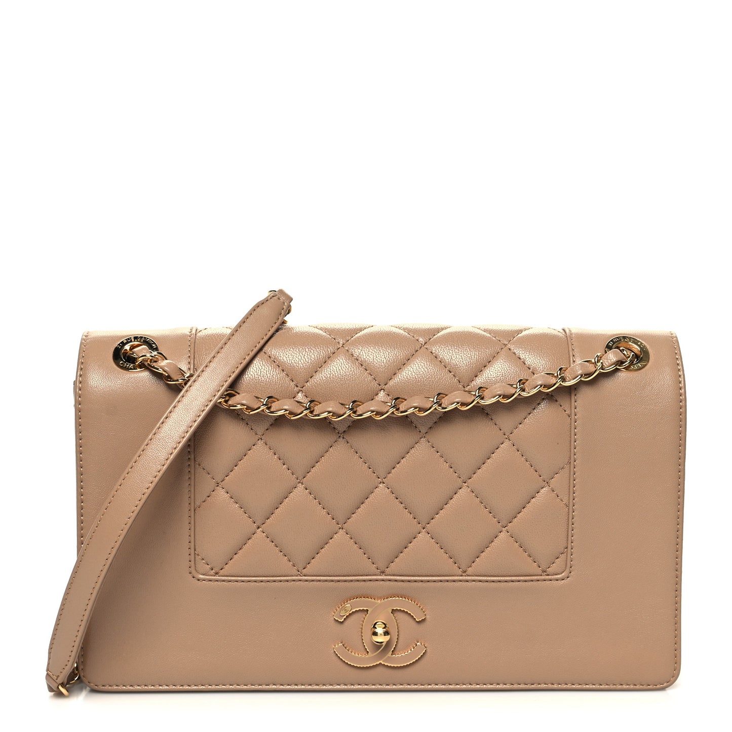 Sheepskin Quilted Vintage Mademoiselle Flap Beige