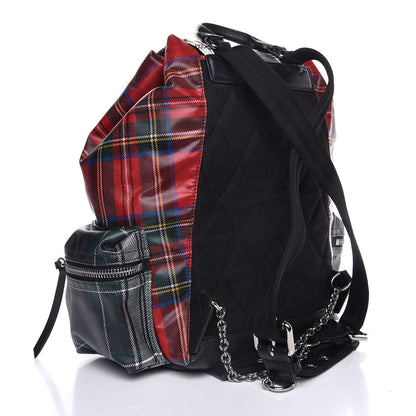 Burberry Laminated Tartan Patchwork Medium Rucksack Backpack Military Red 3 of 9