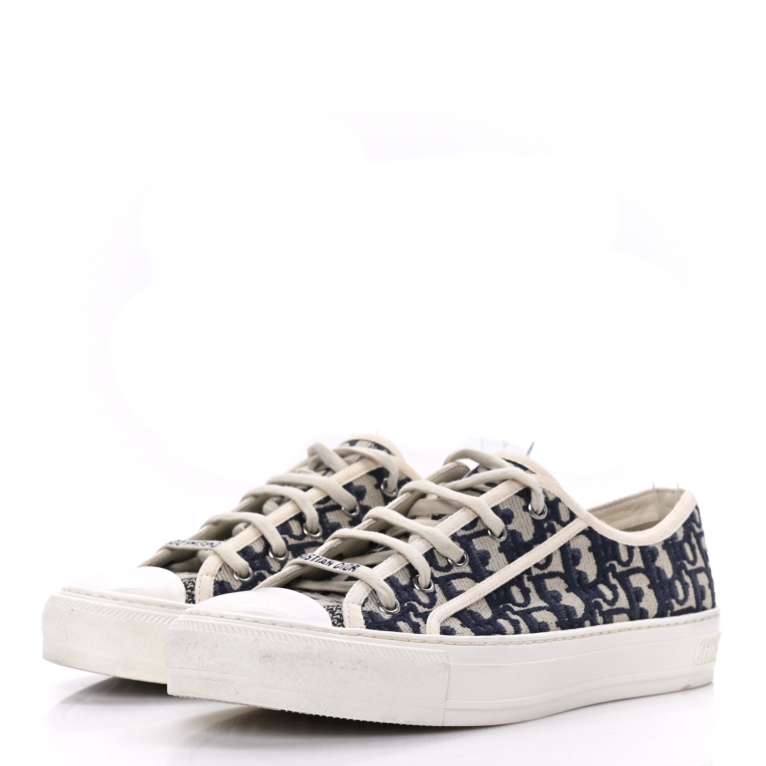 Christian Dior Canvas Oblique Walk'N'Dior Low Top Sneakers 40 Deep Blue 3 of 8