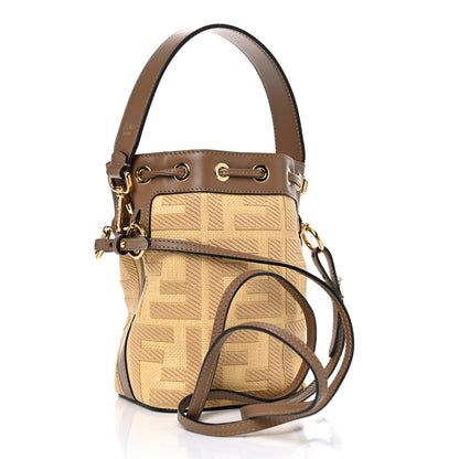 Fendi Raffia Vitello King Lucido F is Fendi FF Embroidered Mini Mon Tresor Bucket Bag Grano Sand 3 of 19