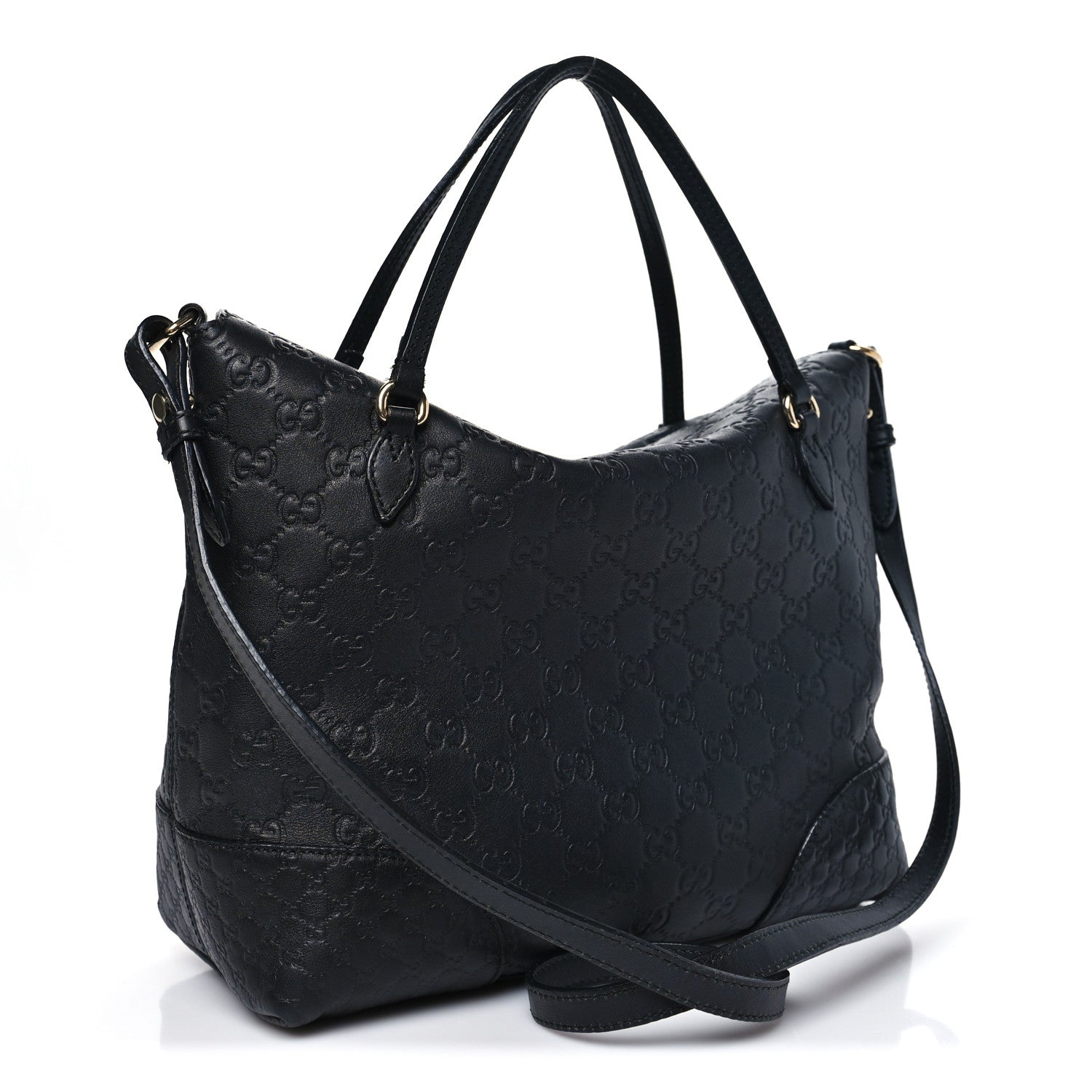 Gucci Guccissima Medium Bree Foldover Tote Black 3 of 13