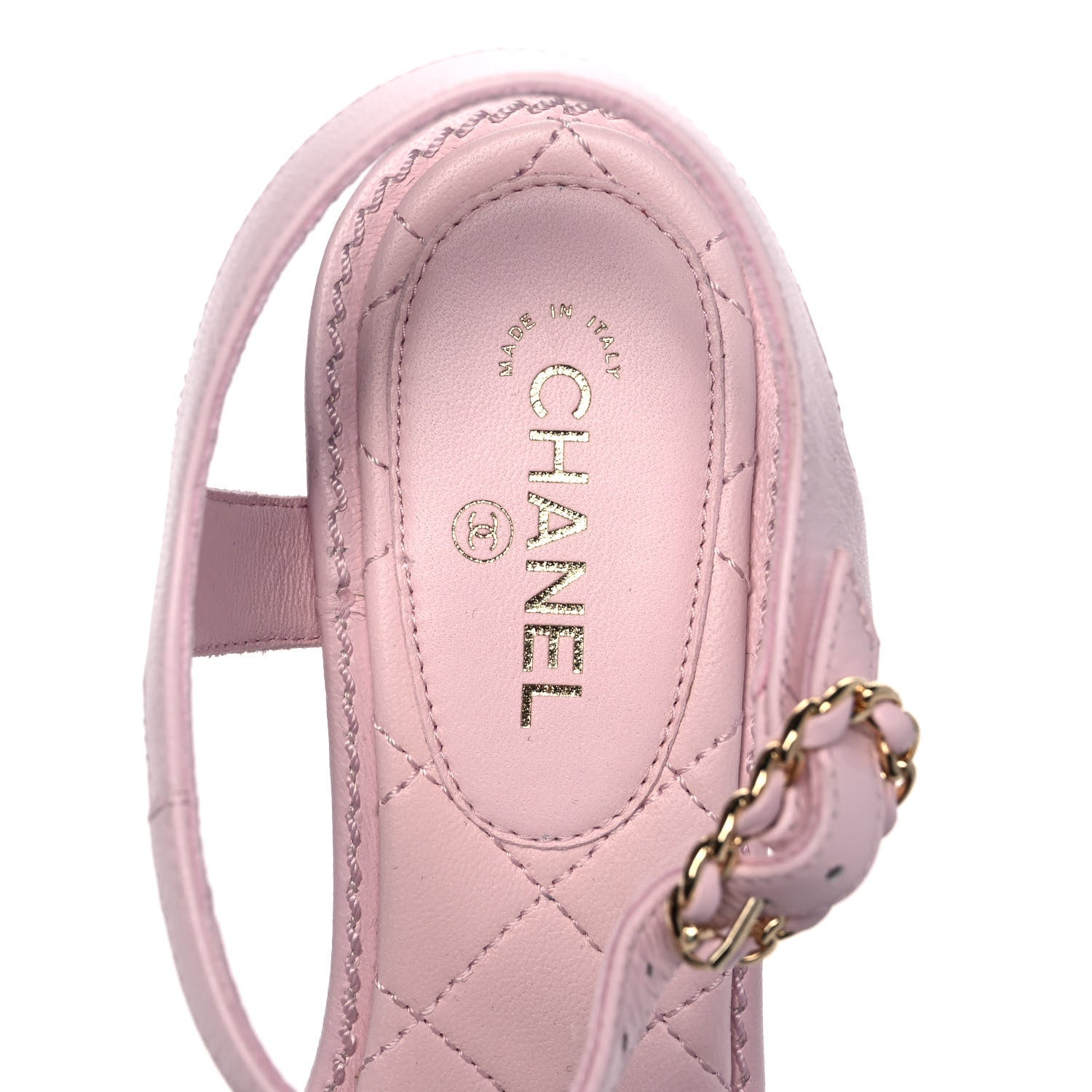 Chanel Lambskin Chain CC Logo Thong Sandals 36 Light Pink 7 of 9