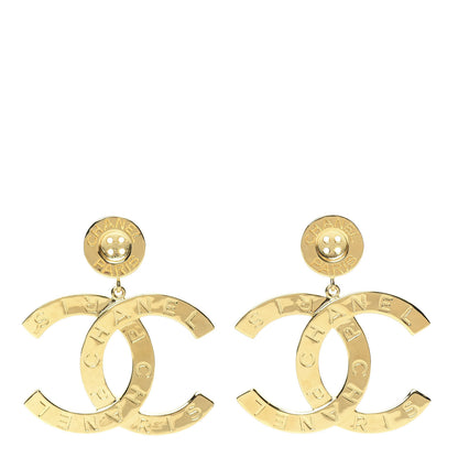 Chanel Metal Large Paris Button Earrings Gold 1 of 5