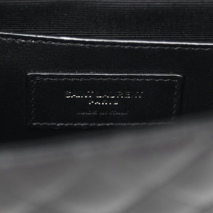 Saint Laurent Grain De Poudre Textured Mixed Matelasse Triquilt Small Monogram Satchel Black 6 of 9