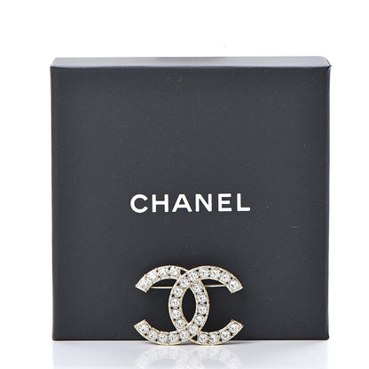 Chanel Crystal CC Brooch Light Gold 5 of 5