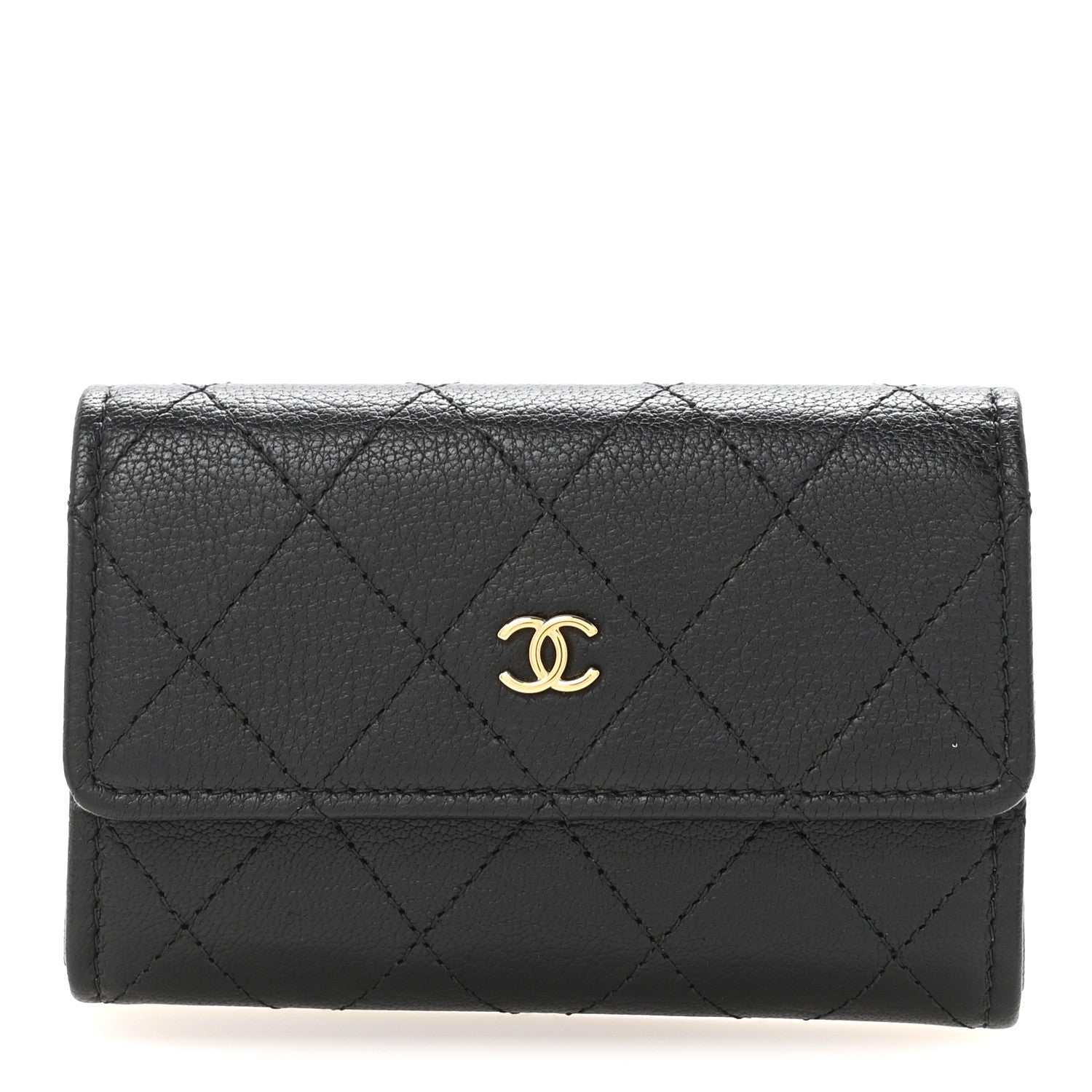 Chanel Goatskin Quilted Flap Card Holder Black 1 of 8