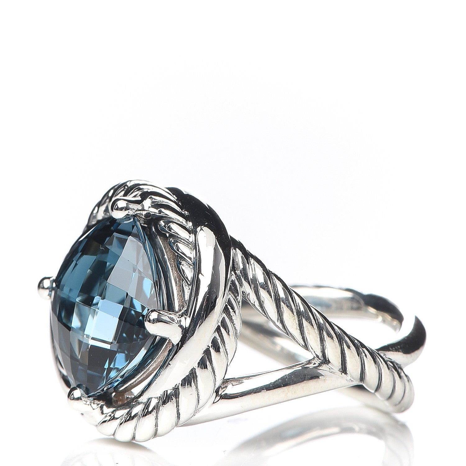 David Yurman Sterling Silver Hampton Blue Topaz 11mm Infinity Ring 54 7 3 of 5