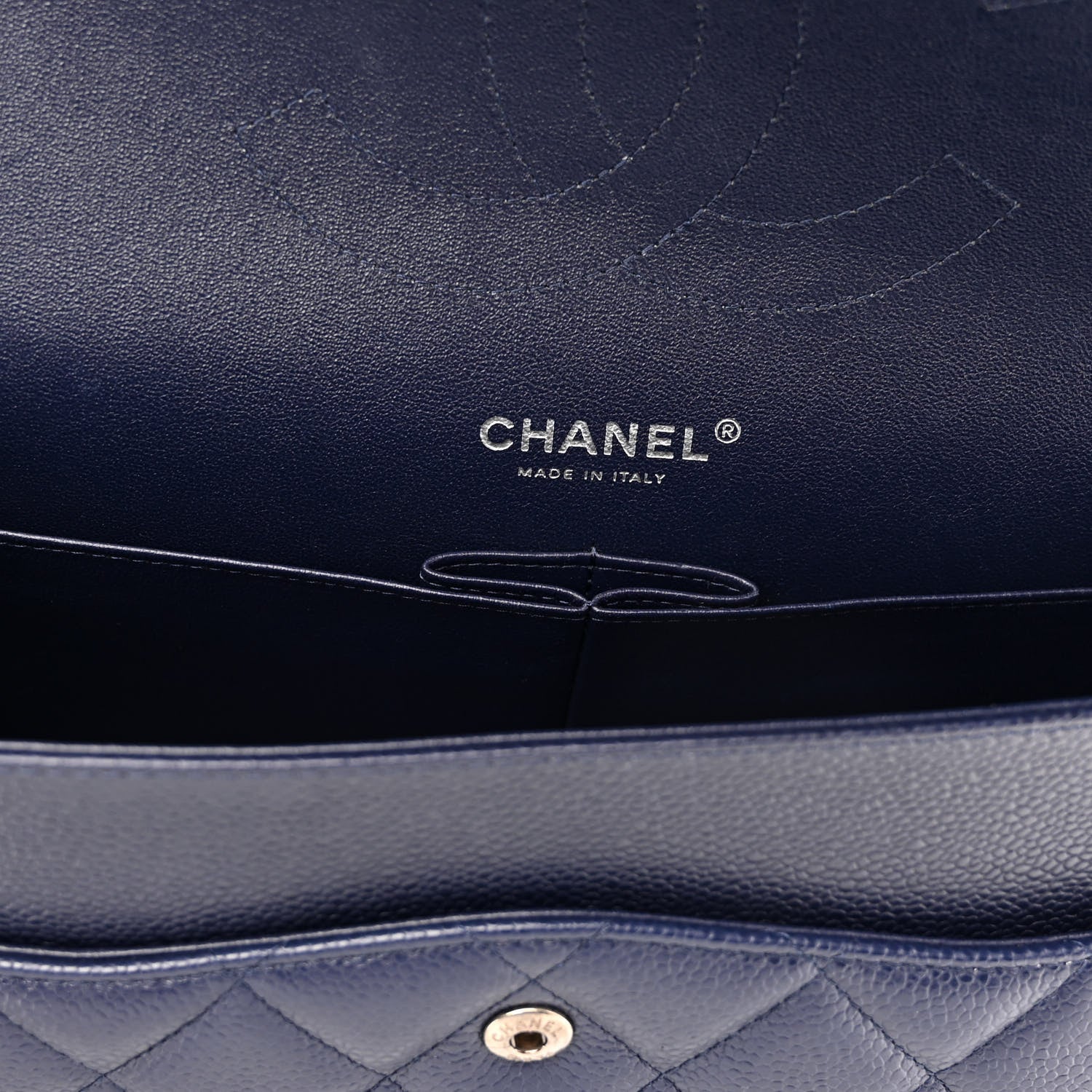 Chanel Caviar Quilted Jumbo Double Flap Navy Blue 5 of 11