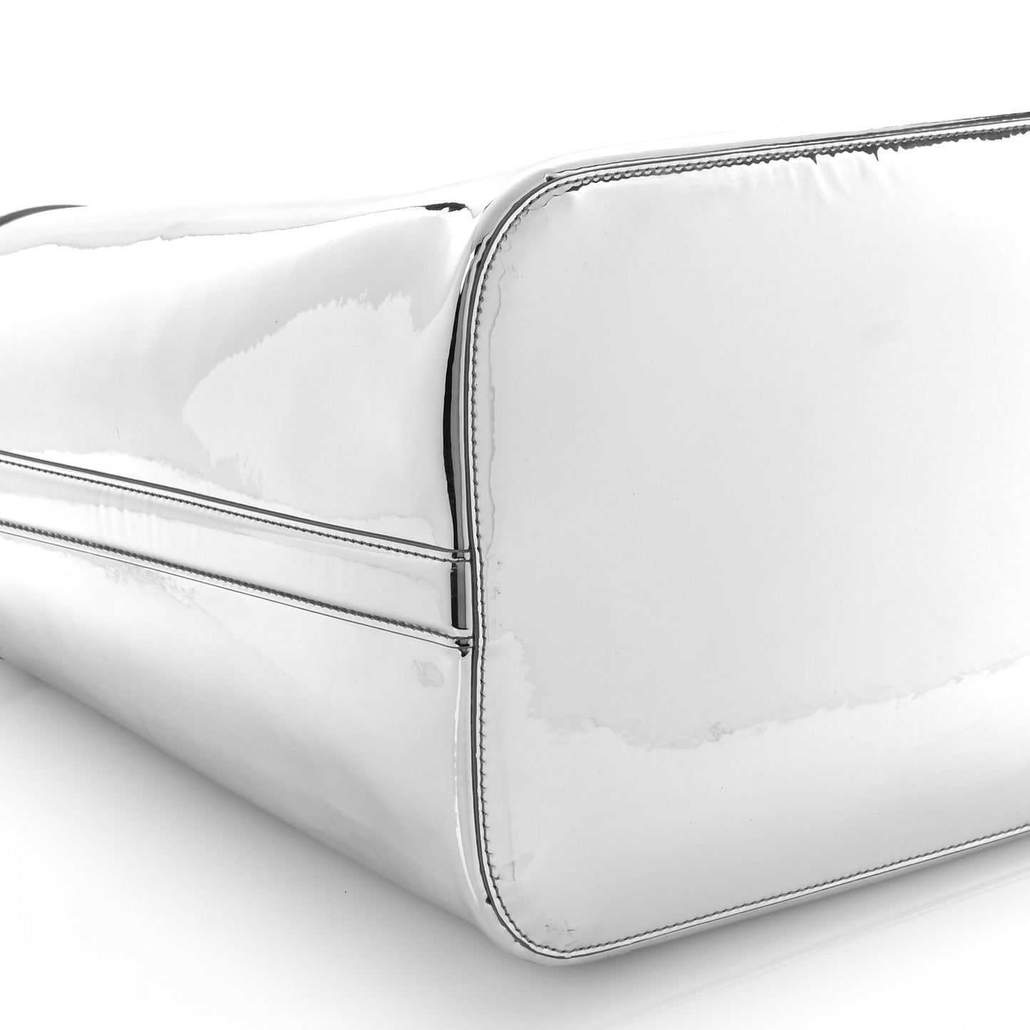Metallic Faux Patent Large The Bow Bag Silver
