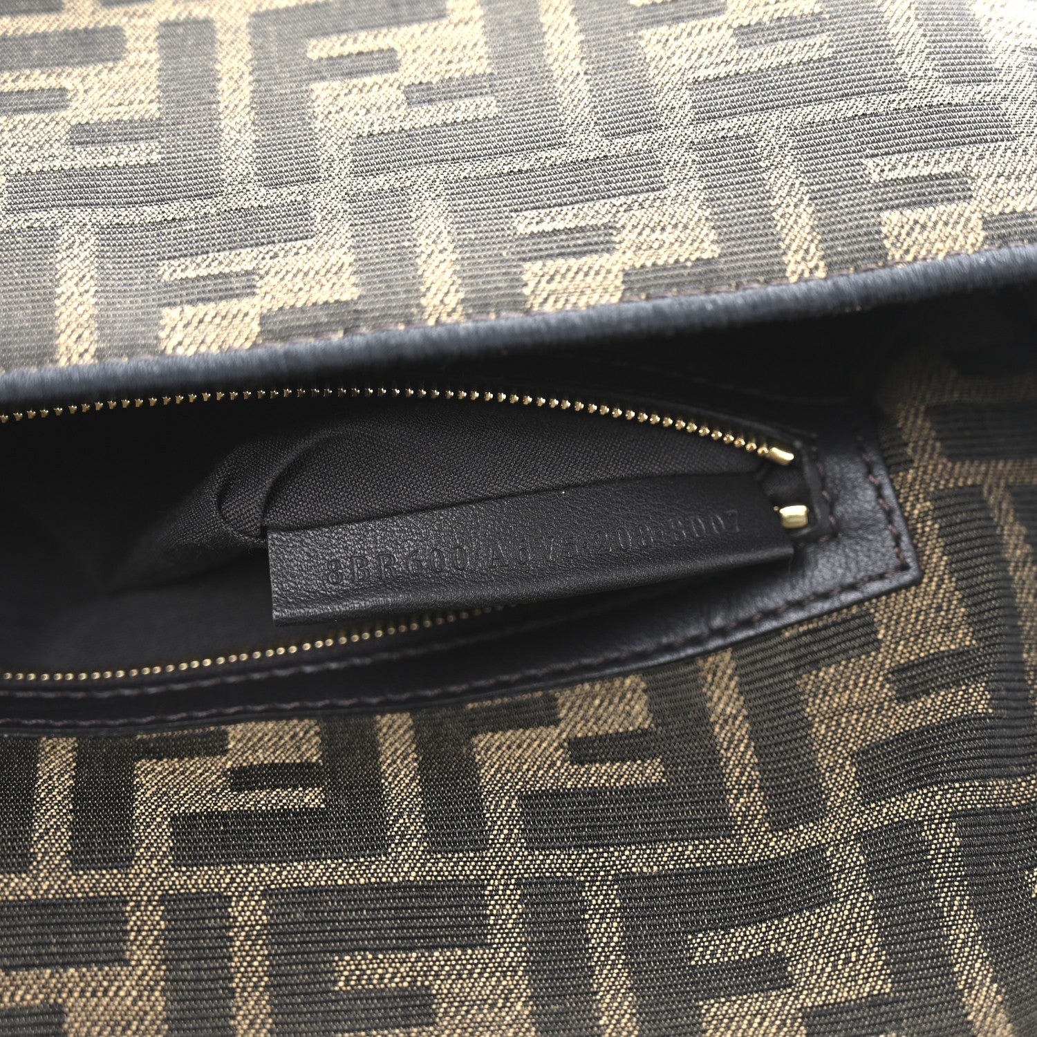 Fendi Fabric Jacquard FF 1974 Medium Baguette Tobacco Moro Black 7 of 10