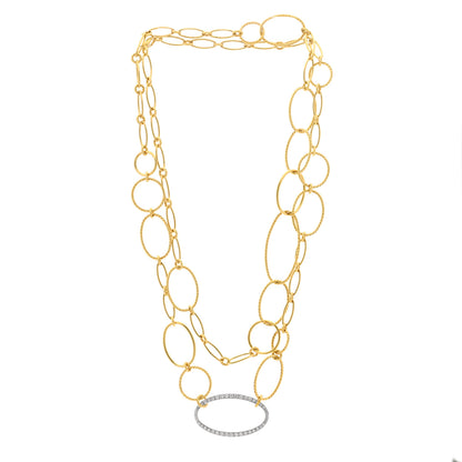 David Yurman 18K Yellow White Gold Diamond Mobile Link Chain Necklace 3 of 5