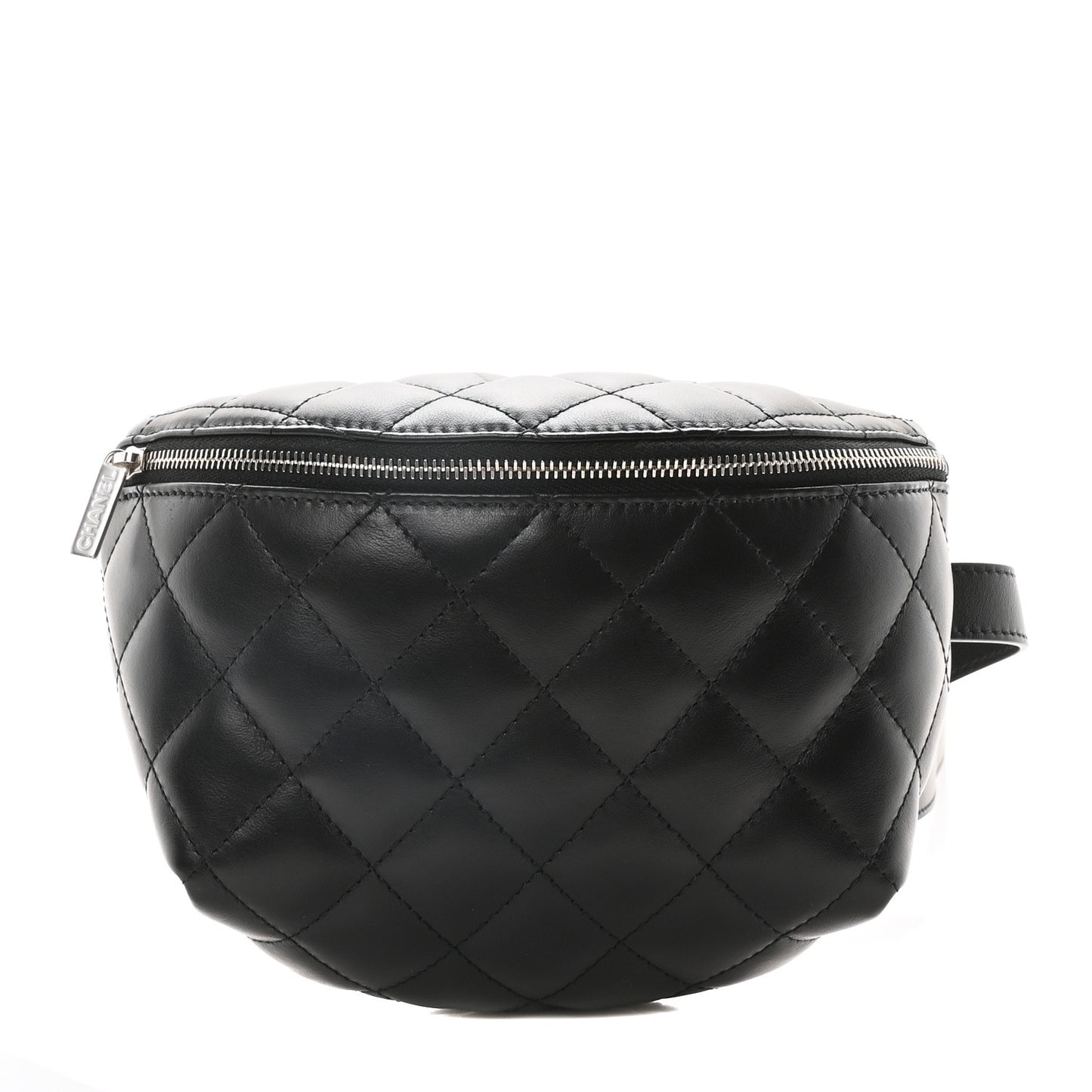 Lambskin Quilted Waist Belt Bag Black