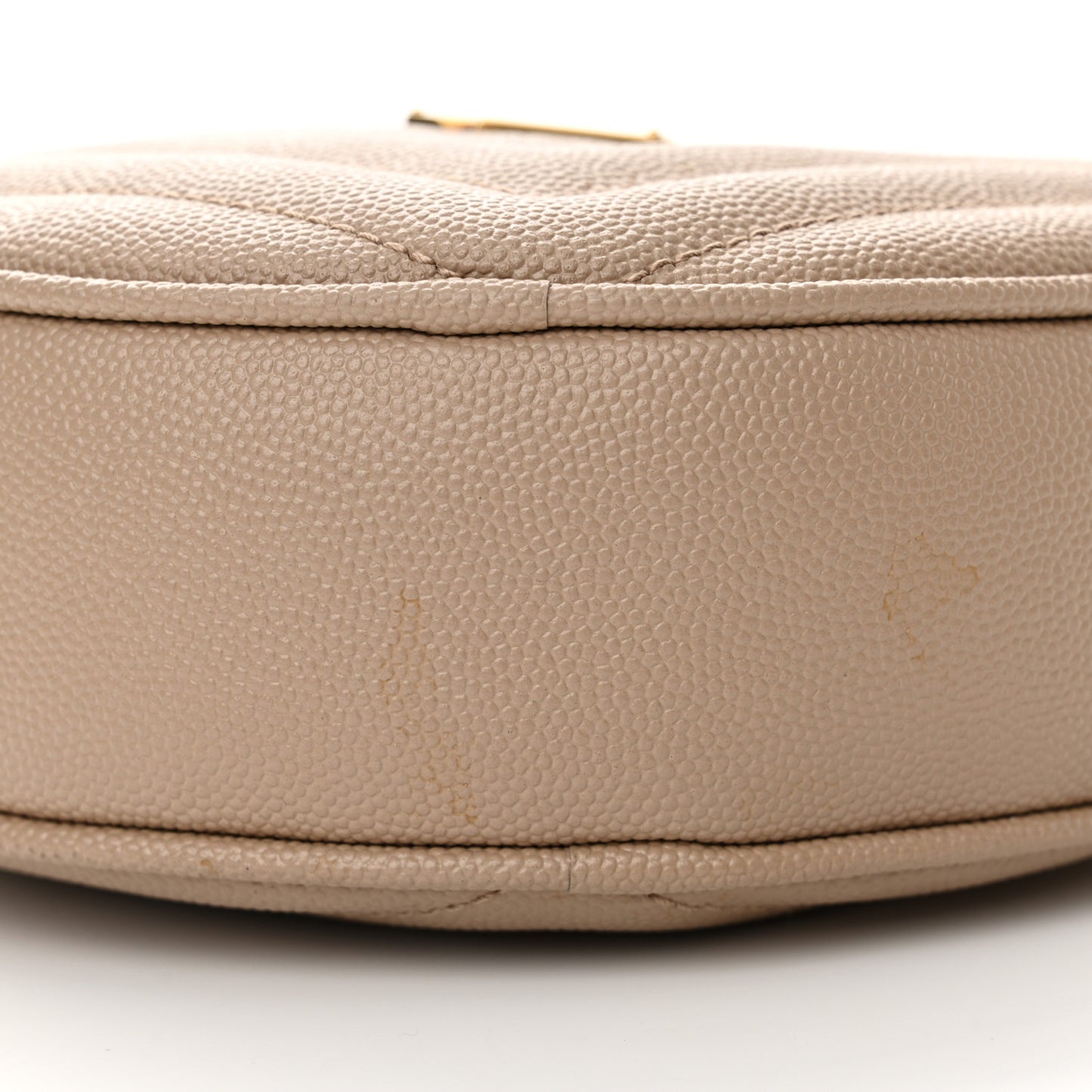 Grain De Poudre Matelasse Chevron Quilted Round Vinyle Camera Bag Dark Beige