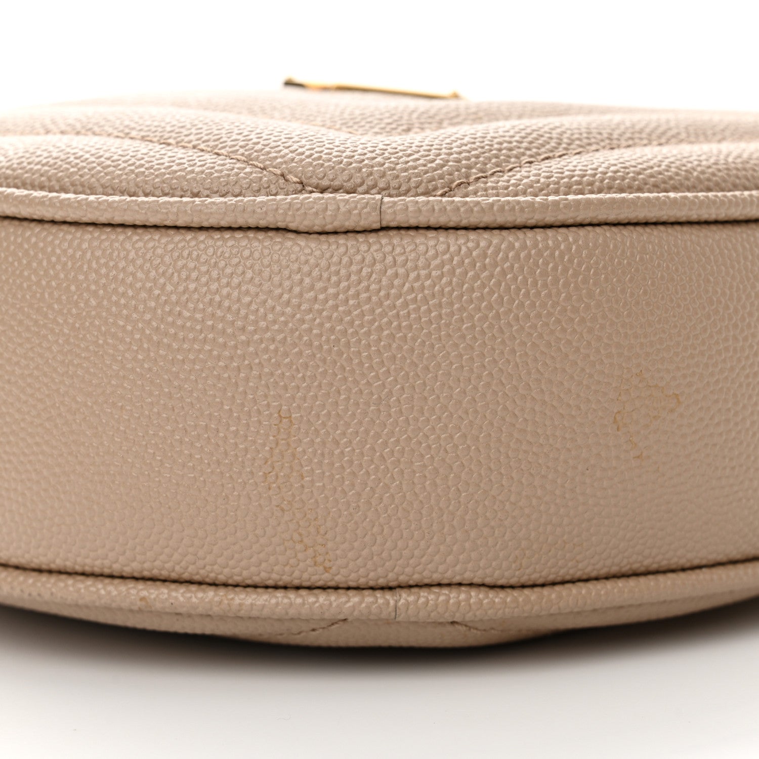 Saint Laurent Grain De Poudre Matelasse Chevron Quilted Round Vinyle Camera Bag Dark Beige 11 of 13