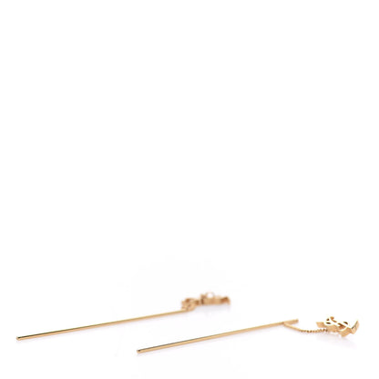 Saint Laurent Metal Monogram Pendant Threader Earrings Gold 3 of 5