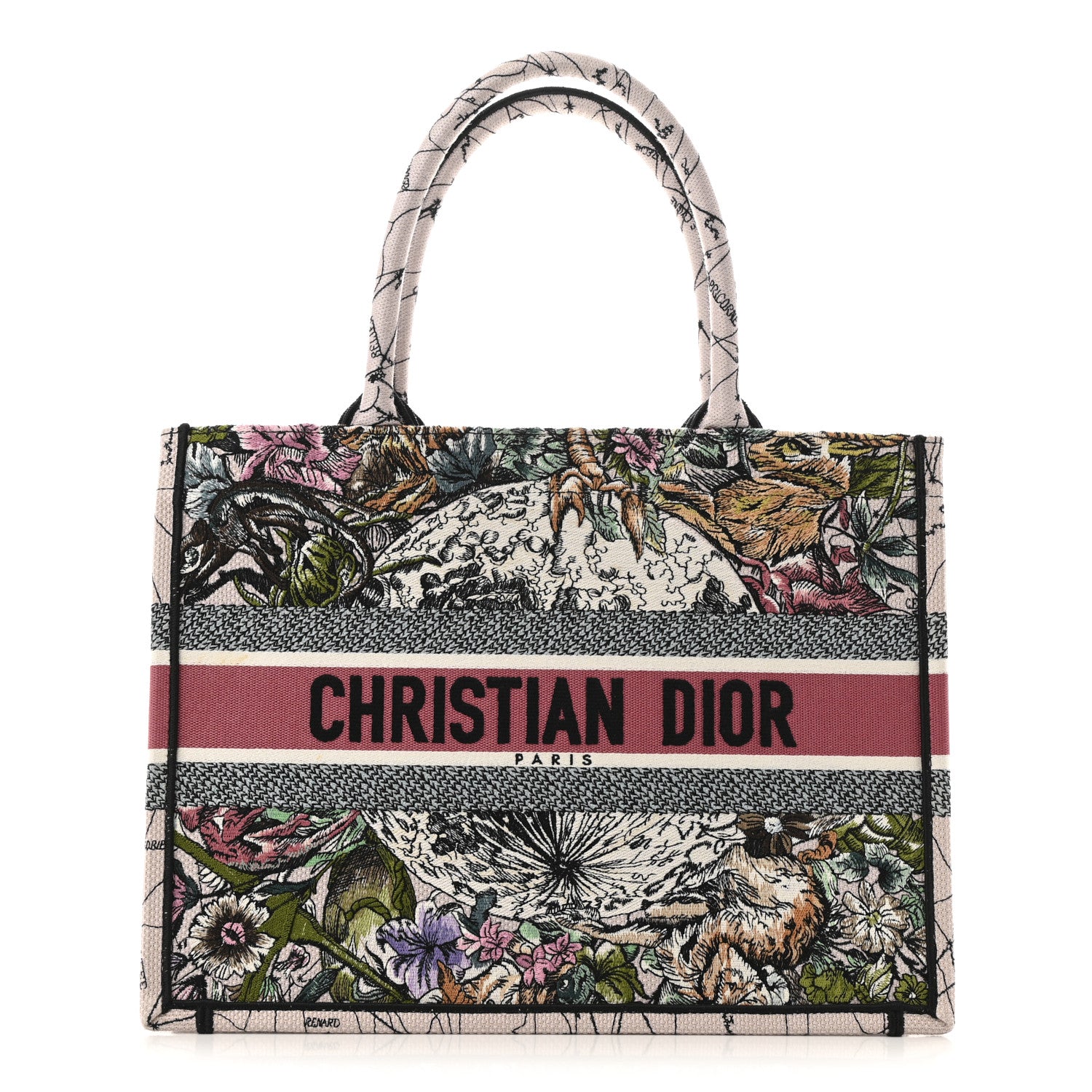 Christian Dior Canvas Embroidered Medium Zodiac Book Tote Latte Multicolor 1 of 14