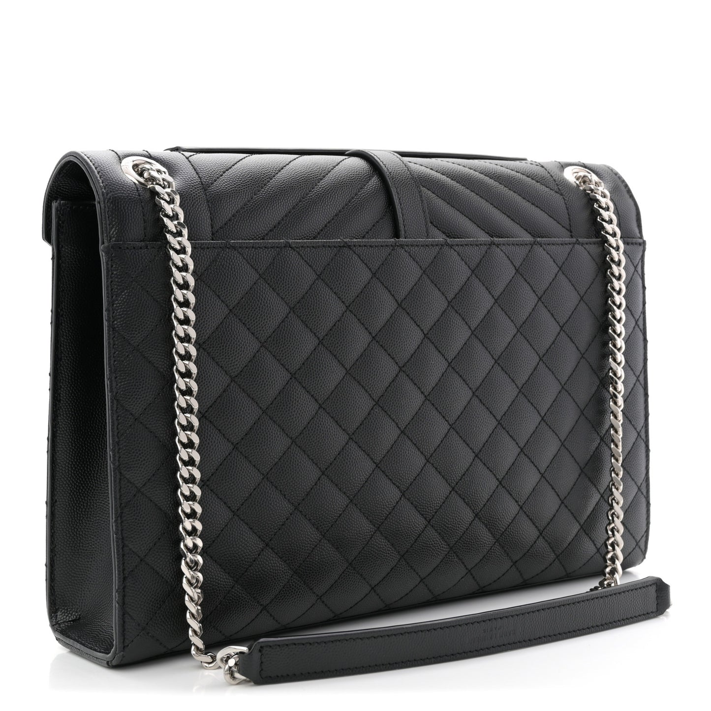 Grain De Poudre Textured Mixed Matelasse Large Triquilt Monogram Satchel Black