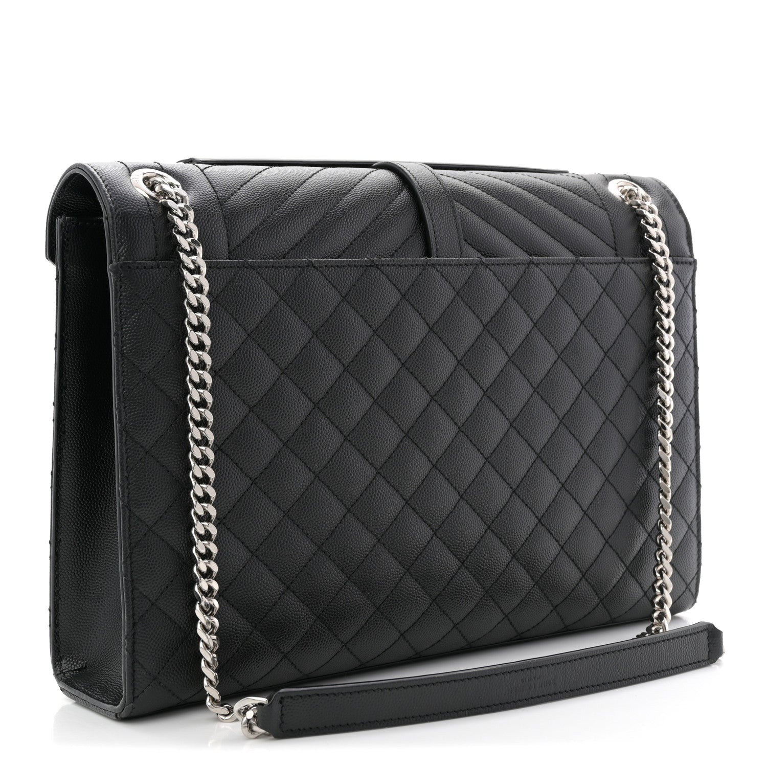 Saint Laurent Grain De Poudre Textured Mixed Matelasse Large Triquilt Monogram Satchel Black 3 of 10
