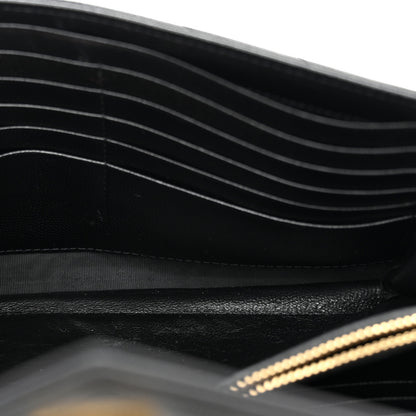 Saint Laurent Grain De Poudre Matelasse Chevron Monogram Chain Wallet Black 5 of 12