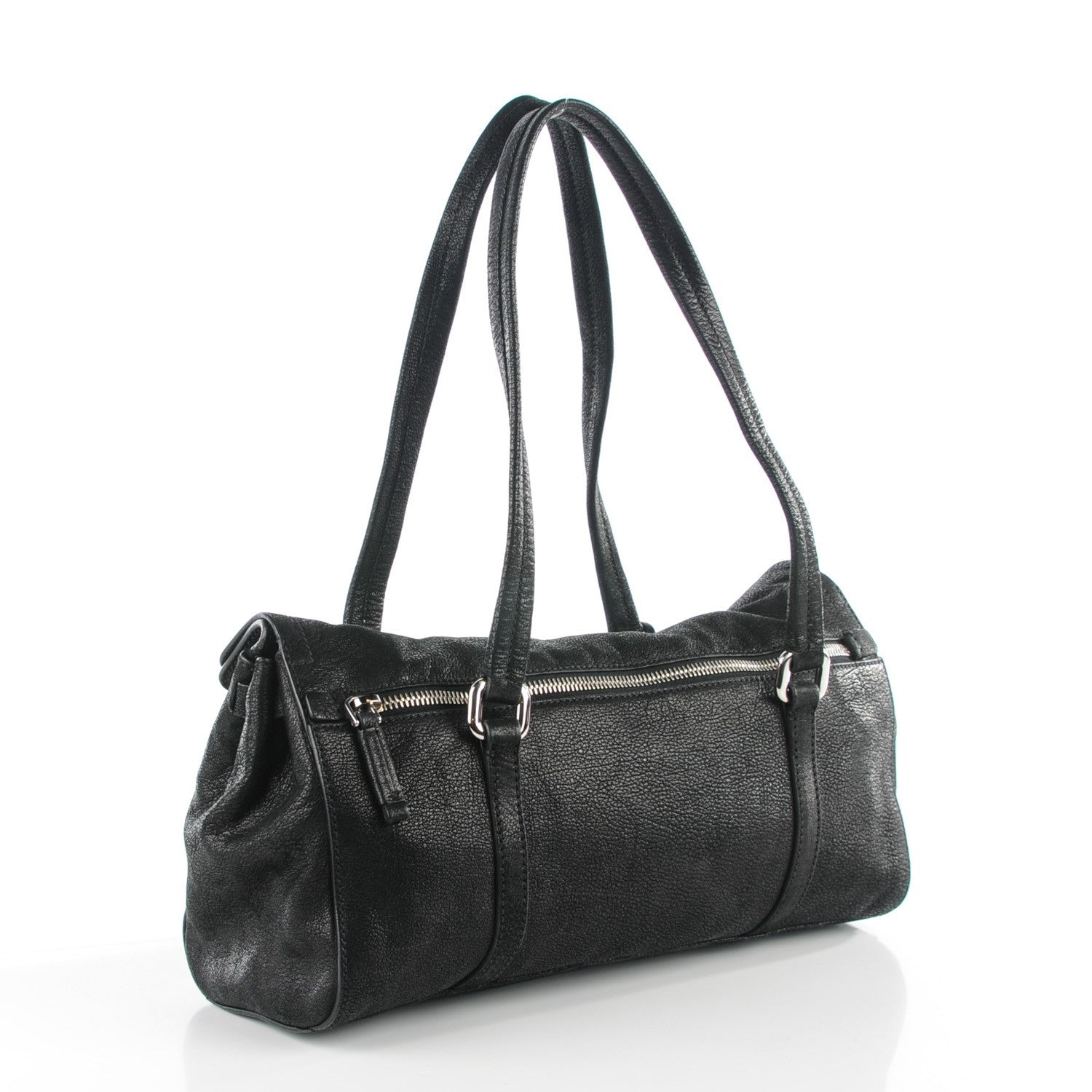 Prada Cervo Antik Easy A Foldover Pushlock Satchel Nero Black 4 of 10