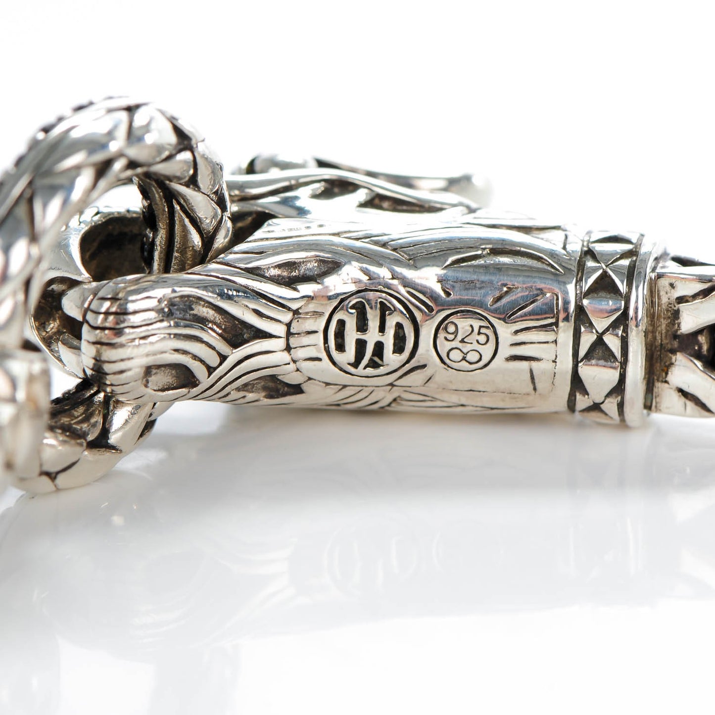 Sterling Silver Black Sapphire Naga Dragon Head Bracelet M