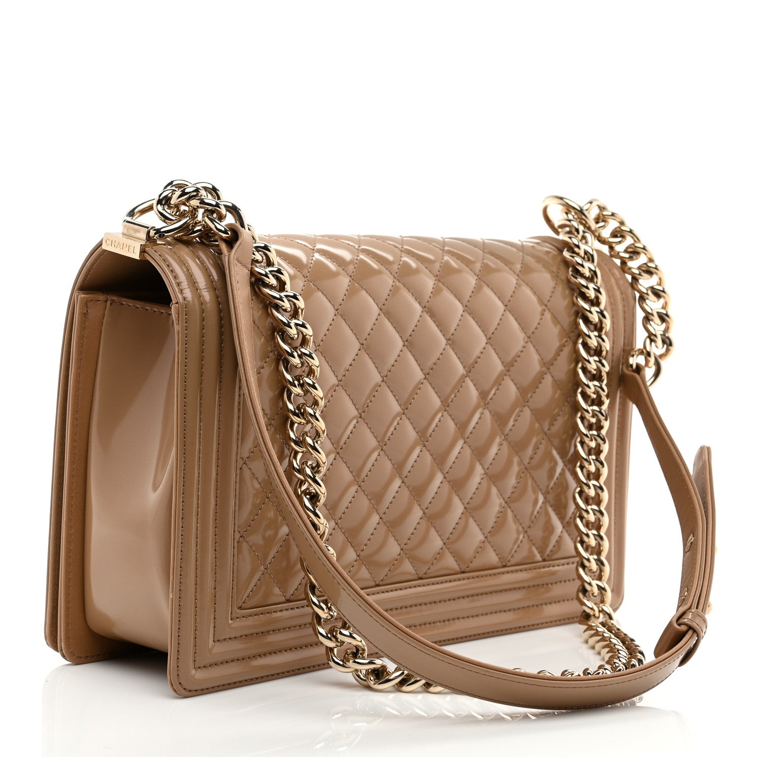 Chanel Iridescent Glazed Calfskin Quilted New Medium Boy Flap Dark Beige 3 of 10