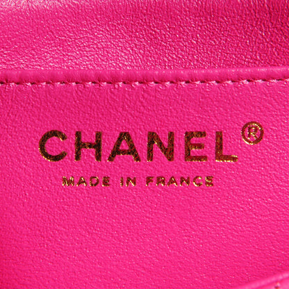 Chanel Lambskin Chevron Quilted Mini Rectangular Flap Fuchsia 8 of 9
