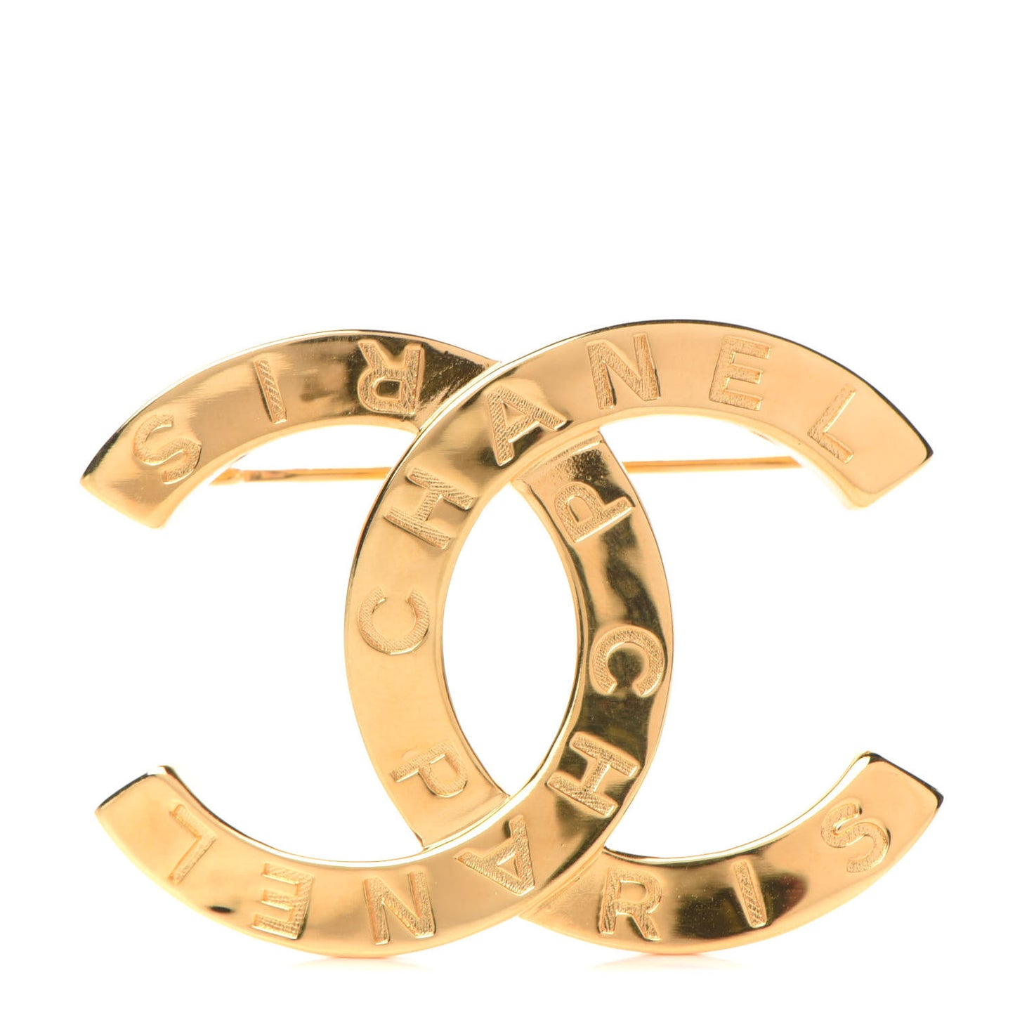 Metal Paris Button CC Large Brooch Gold
