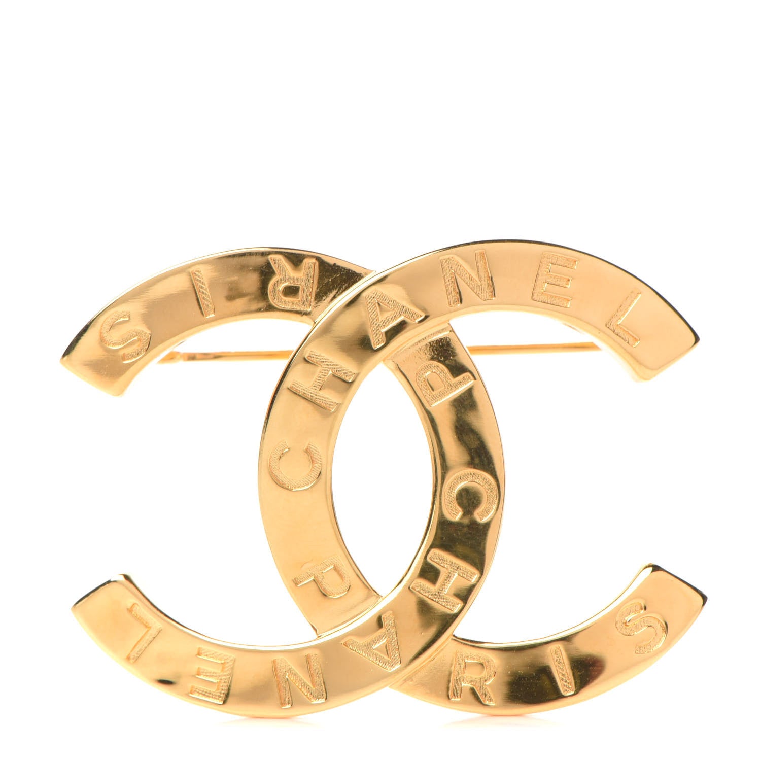 Chanel Metal Paris Button CC Large Brooch Gold 1 of 4