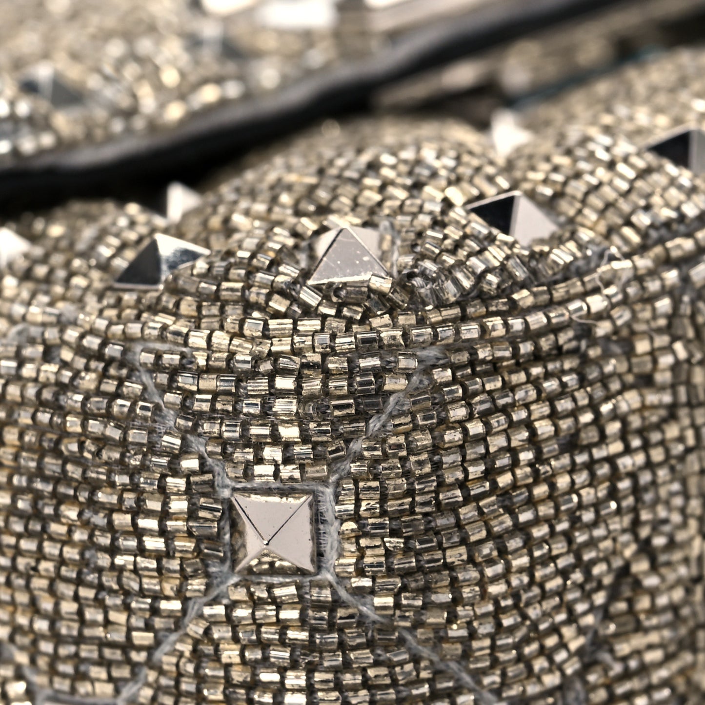 Beaded Micro Rockstud Spike It Shoulder Bag Silver