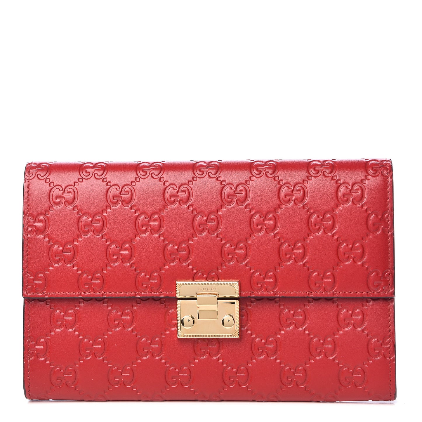 Guccissima Padlock Clutch Hibiscus Red